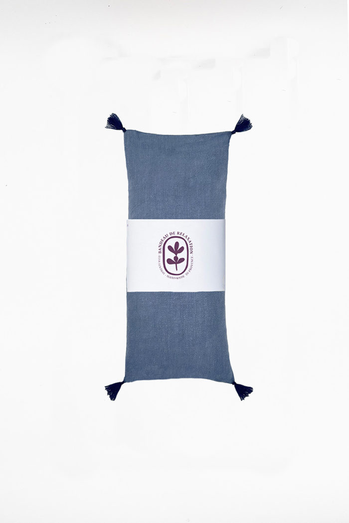 BANDEAU LIN ETIQUETTE-Bleu mer Bandeau de relaxation - Lin bleu mer – Image 2